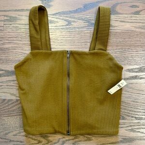 NWT Offline by Aerie Zippered Mustard Brown Crop Top